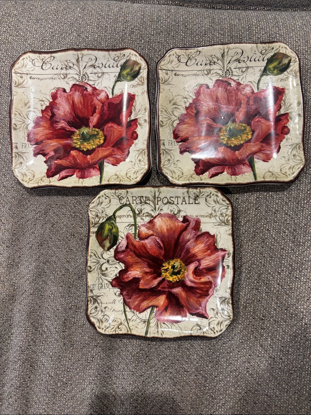 Certified International Floral small plates in Red, Green, Yellow